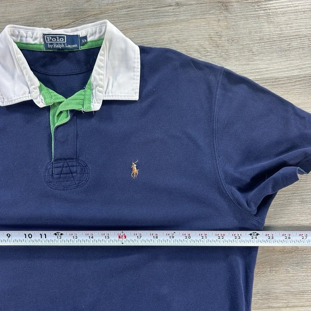 Polo Ralph Lauren Navy Rugby XL Polo Shirt Flesh Pony Cotton Heavyweight